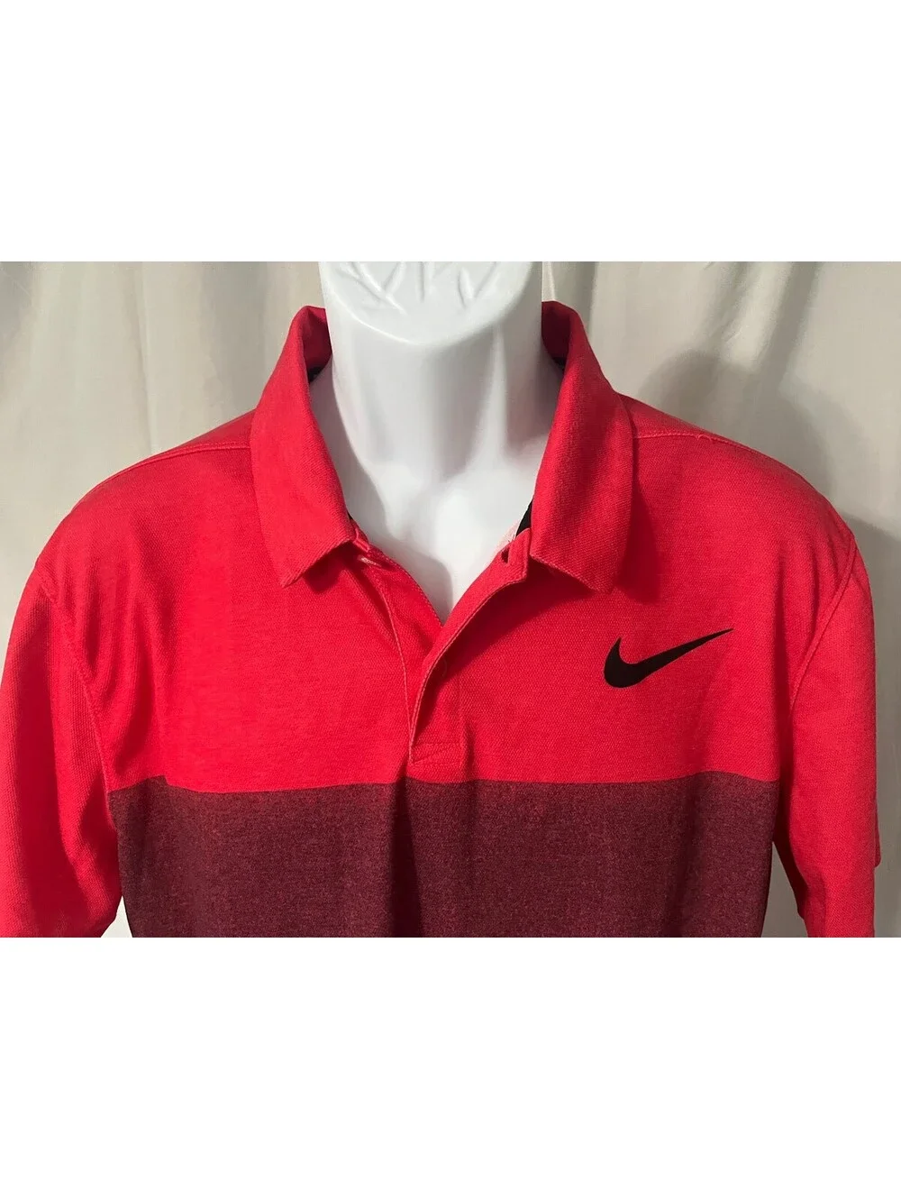 Nike Men's Red Black Modern Fit Short Sleeve Golf Polo Large L EUC
